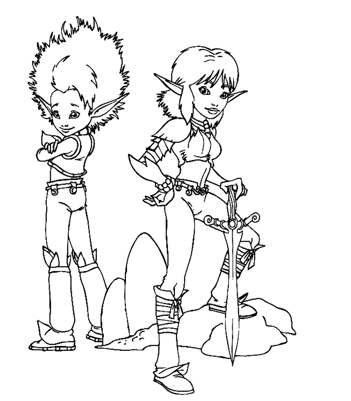 coloriage Arthur et les minimoys selenia et son epee